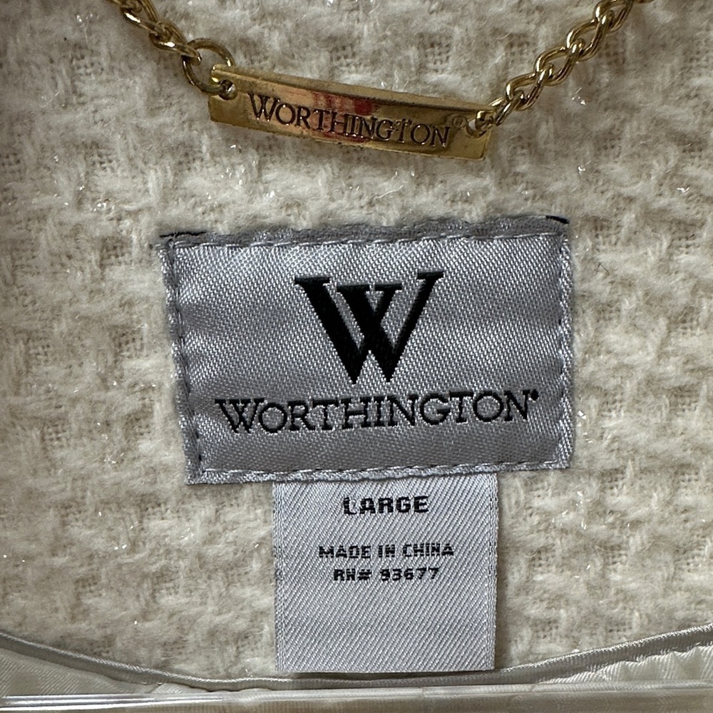 Worthington Cream Double-Breasted Wool Blend Pea Coat Size L - Picture 2 of 6